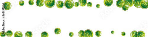 Vitamin Q10 round capsules scattered randomly.