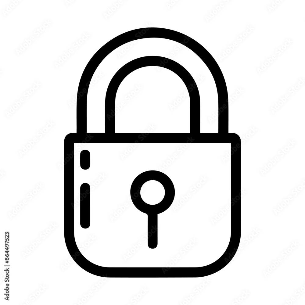 security icon or modern line symbol. Vector line art and icon design with bold outline. Black and white Pixel Perfect minimalistic symbol isolated white background. Silhouette simple thin sign security icon or modern line symbol. Vector line art and icon design with bold outline. Black and white Pixel Perfect minimalistic symbol isolated white background. Silhouette simple thin sign