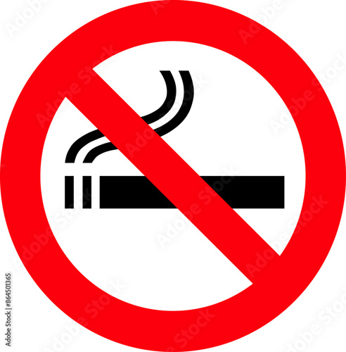 Red and white sign no smoking zone. Illustration made June 26th, 2024, Zurich, Switzerland.