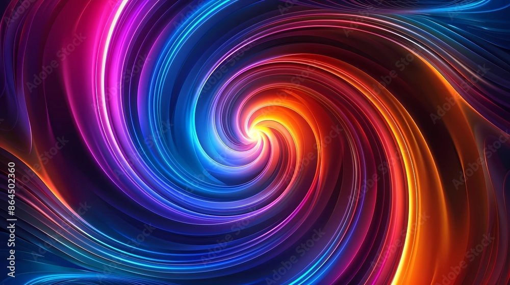Abstract Flowing Glowing Spiral Lines of Vibrant Dark Blue, Purple and Orange Colors in Dynamic Curved Patterns Background Abstract Flowing Glowing Spiral Lines of Vibrant Dark Blue, Purple and Orange Colors in Dynamic Curved Patterns Background