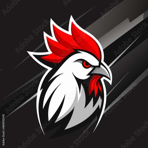 Gallic rooster head created as a sleek modern logo vector photo