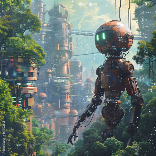 Robotic society on the earth, ai future photo