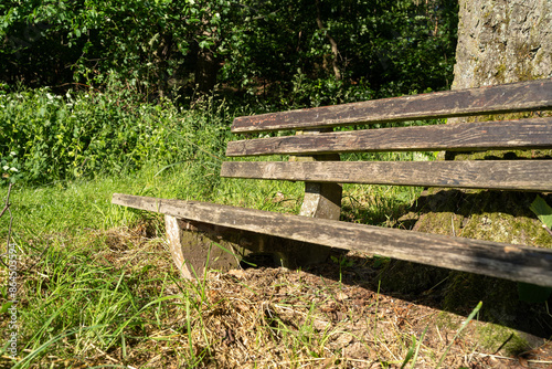 Old wooden bench in the country