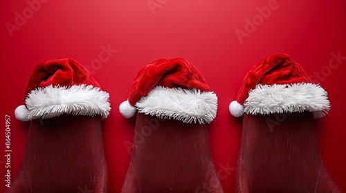 Santa Clauses with beards, Christmas attire, holiday joy, festive season concept