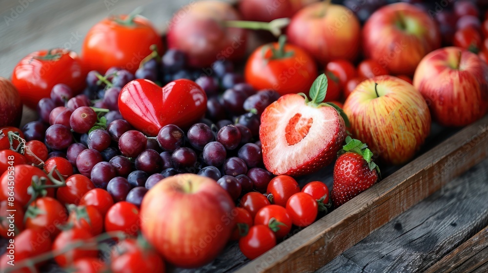 A Vibrant Red and Purple Fruit Arrangement A Vibrant Red and Purple Fruit Arrangement