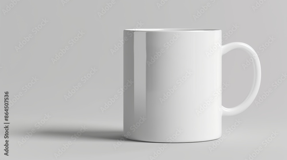 Pristine white ceramic coffee mug on a plain, untextured background, perfect for branding or graphic design mockups, sharp details and high-resolution for professional presentations Pristine white ceramic coffee mug on a plain, untextured background, perfect for branding or graphic design mockups, sharp details and high-resolution for professional presentations