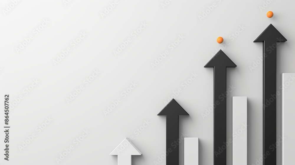 Series of black arrows pointing up, set against a light background, depicting business expansion, growth, and upward success, clean and modern design Series of black arrows pointing up, set against a light background, depicting business expansion, growth, and upward success, clean and modern design