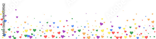 Rainbow colored scattered hearts. LGBT valentine