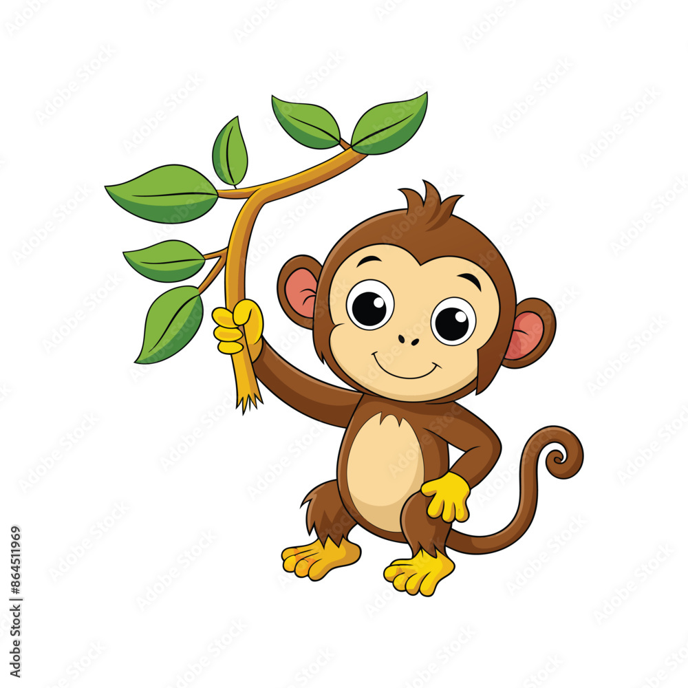 Obraz premium Cartoon monkey hanging vector
