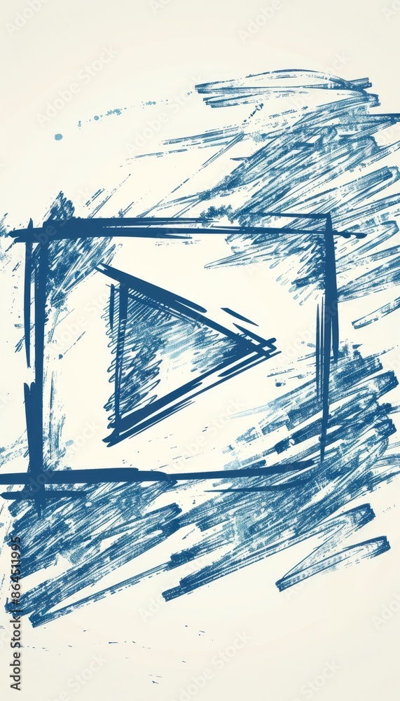 Hand drawn play button icon on white or transparent background, ideal ...