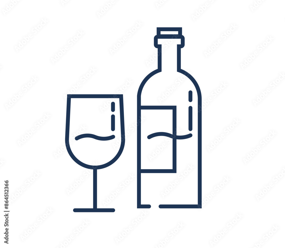Wine Bottle and Glass - Celebration Icon Wine Bottle and Glass - Celebration Icon