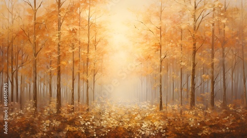 Autumn forest panoramic background. Fall landscape. Autumn forest panorama © A