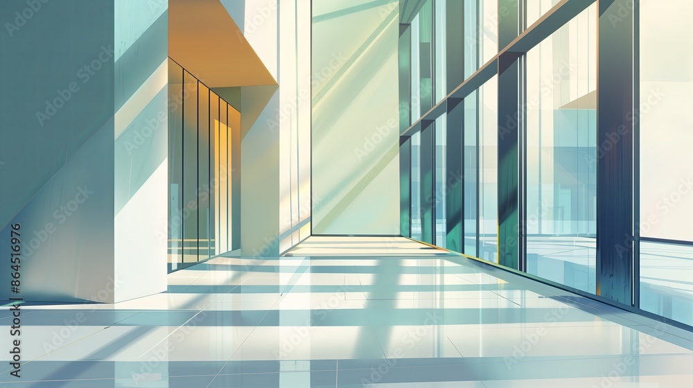 Obraz premium A modern office building with glass facades and a sleek design, offering a bright and professional working environment.