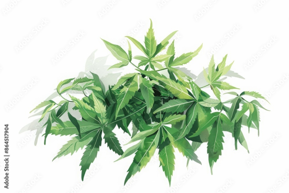 Cluster of neem leaves isolated on white background. Botanical illustration for herbal medicine and natural remedies design. Ayurveda. ayurvedic herbs. Generative AI Cluster of neem leaves isolated on white background. Botanical illustration for herbal medicine and natural remedies design. Ayurveda. ayurvedic herbs. Generative AI