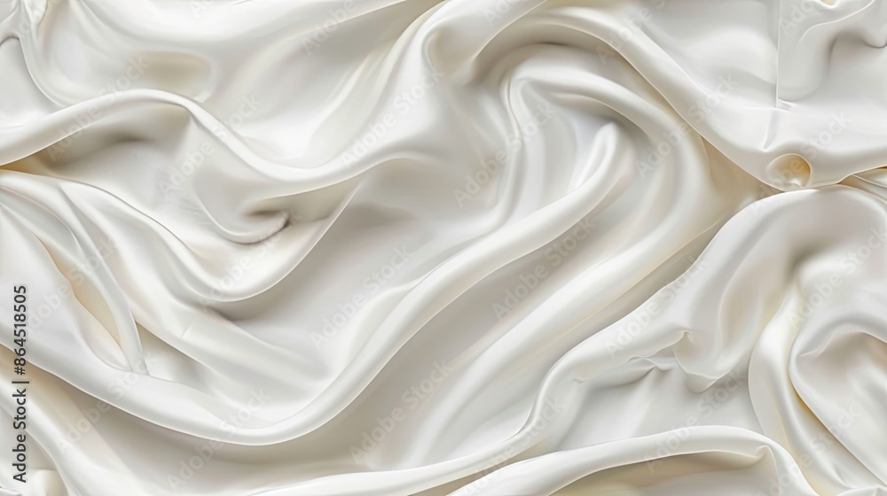 Fototapeta premium A close-up image of white satin fabric draped smoothly, revealing its soft texture and subtle sheen SEAMLESS PATTERN