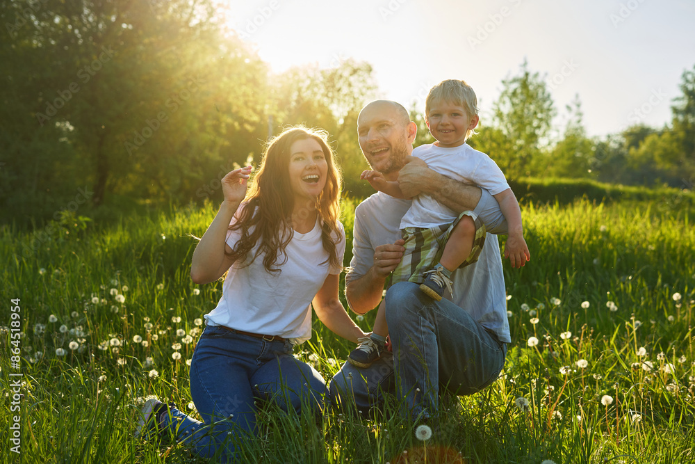 Fototapeta premium portrait of happy family outdoors