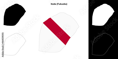 Itoda (Fukuoka) outline map set photo