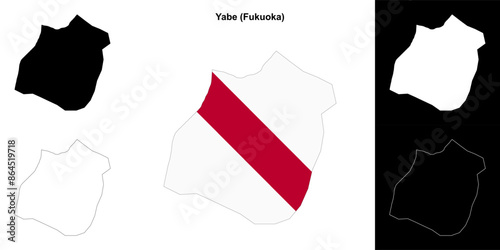 Yabe (Fukuoka) outline map set