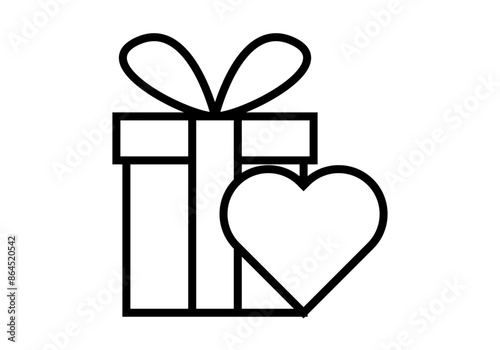 Icono negro de regalo con corazón