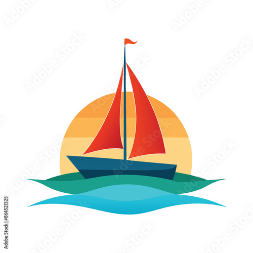 behind a sailboat vector on the horizon