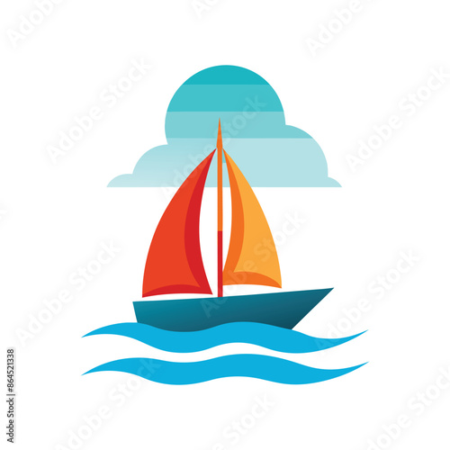 behind a sailboat vector on the horizon