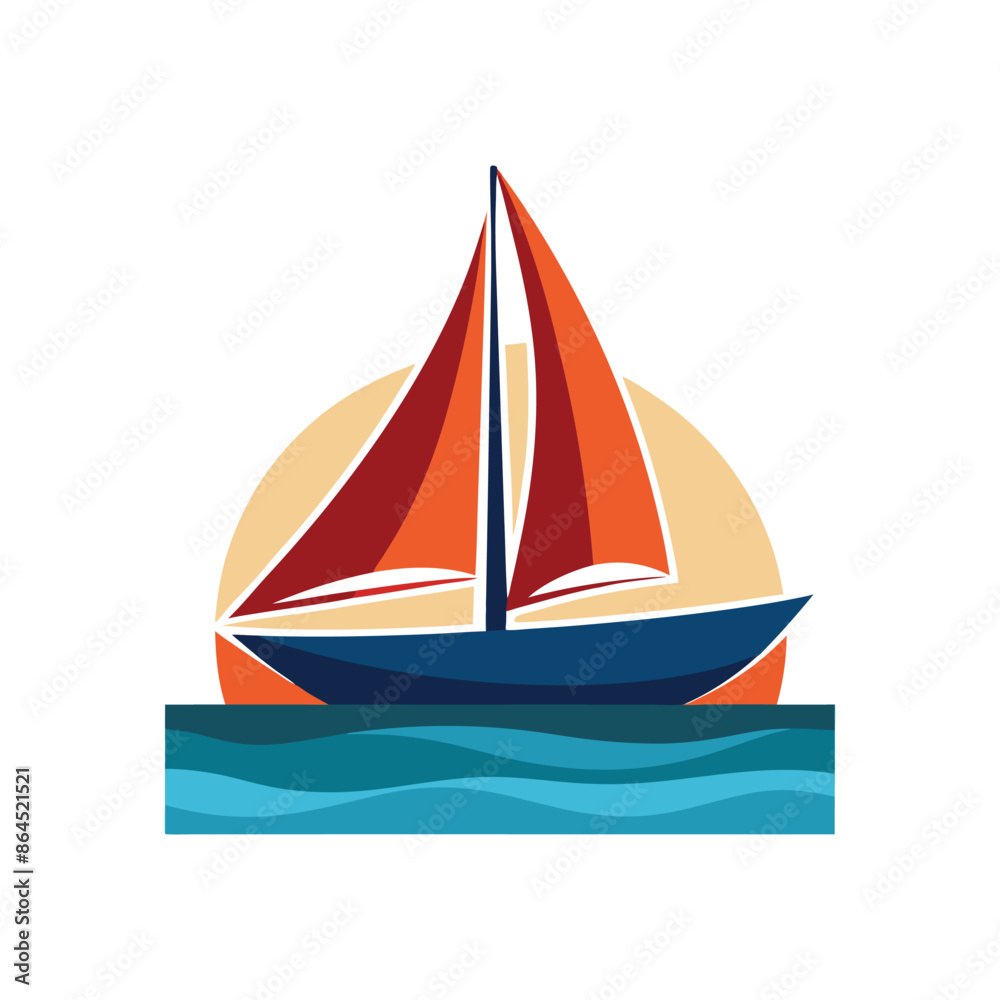 Fototapeta premium behind a sailboat vector on the horizon