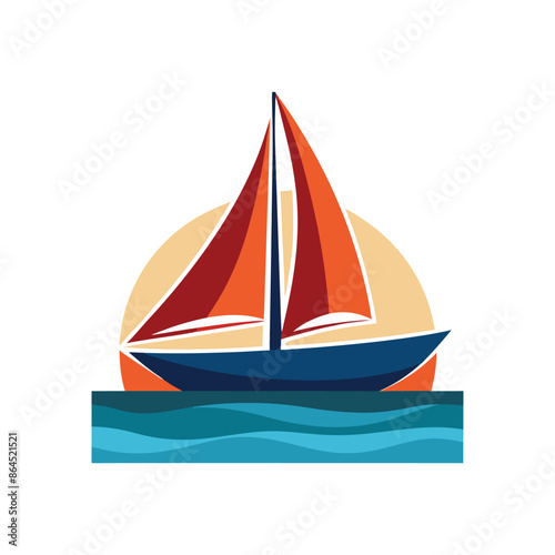 behind a sailboat vector on the horizon