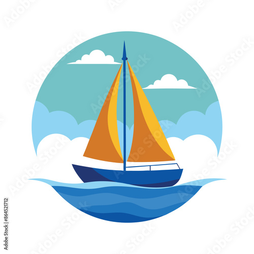 behind a sailboat vector on the horizon