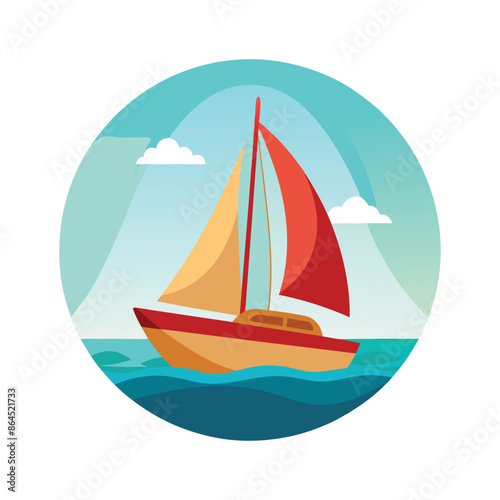 behind a sailboat vector on the horizon
