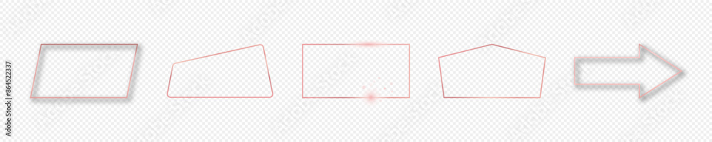 Rose gold glowing different geometric shape frame Rose gold glowing different geometric shape frame