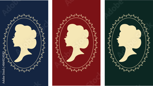 Bridgerton concept, Ladies from 18th-19th century, Wallpaper vector. Phone wallpaper, Vector illustration. Trendy background.	
