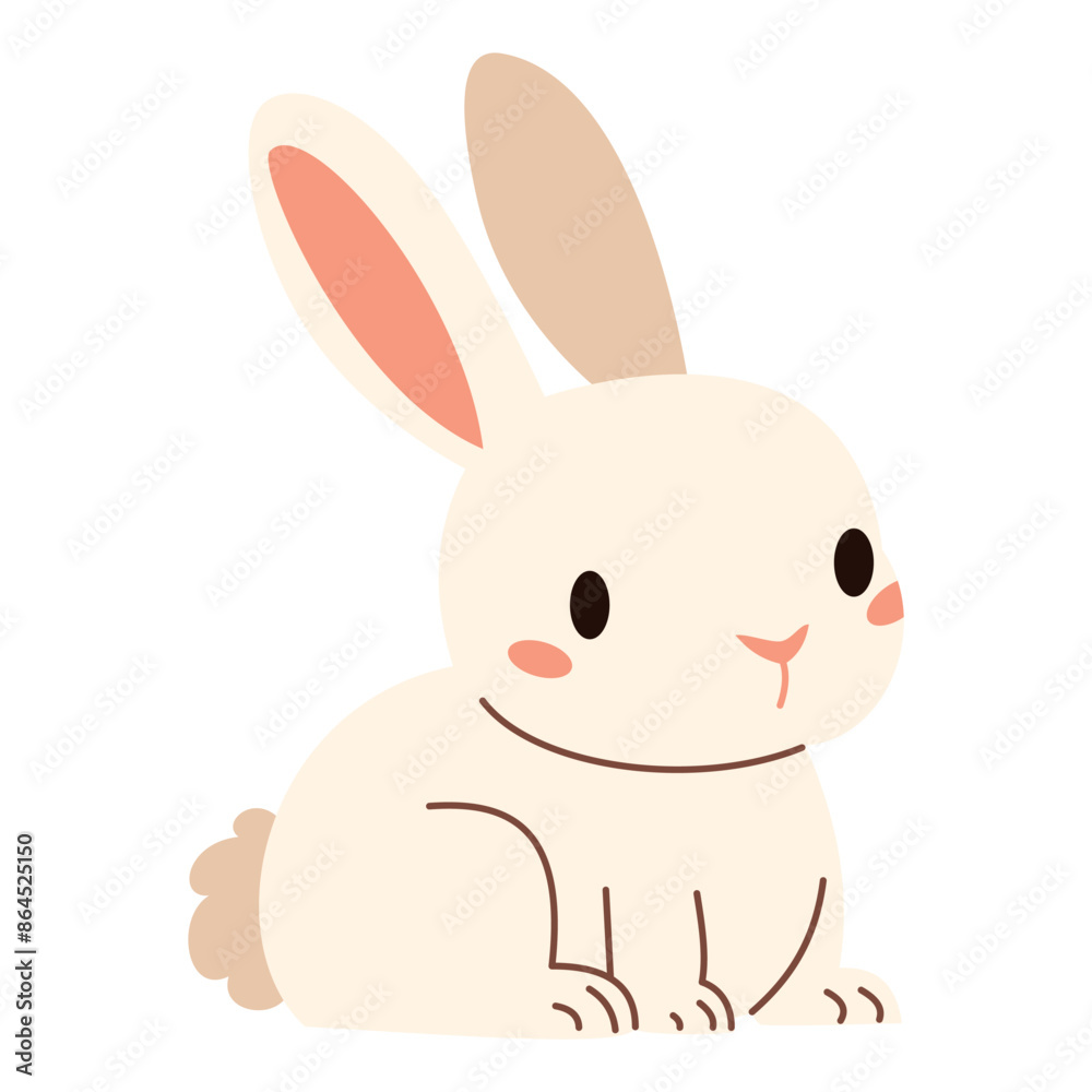 Flat vector illustration. Domestic animals from a farm. Cute rabbit on white background . Vector illustration Flat vector illustration. Domestic animals from a farm. Cute rabbit on white background . Vector illustration