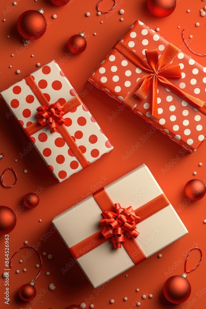 Wrapped Gift Box with Ornaments Wrapped Gift Box with Ornaments