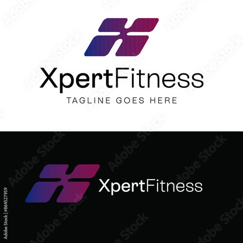 fitness logo , vector logo, abstract logo, health and fitness, sport logo, energetic logo, X letter logo