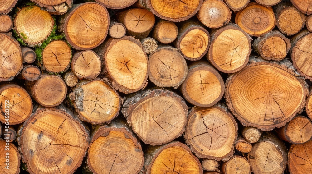 Close-up image of stacked round wooden logs SEAMLESS PATTERN Close-up image of stacked round wooden logs SEAMLESS PATTERN