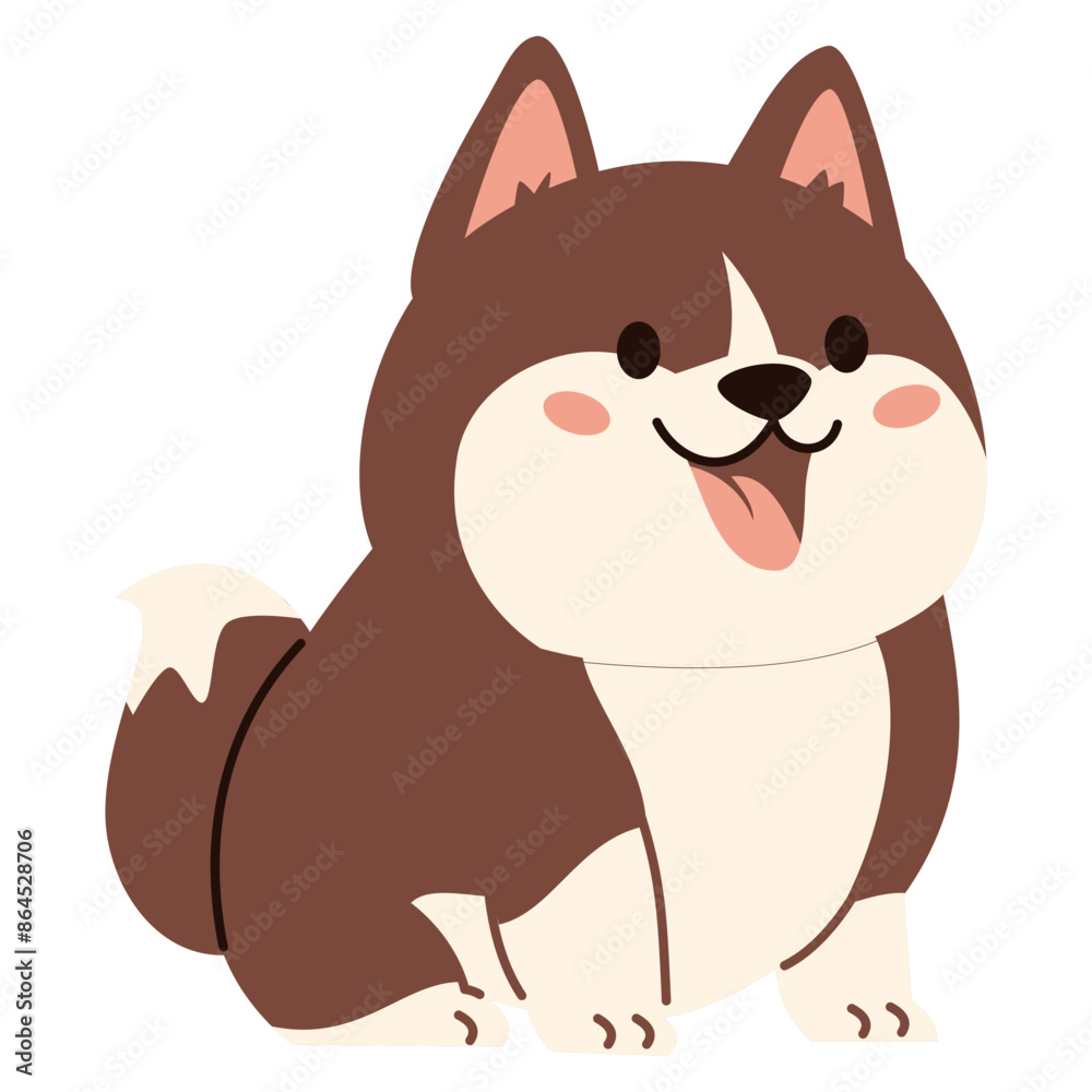 Flat vector illustration. Domestic animals from a farm. Cute dog on white background . Vector illustration Flat vector illustration. Domestic animals from a farm. Cute dog on white background . Vector illustration