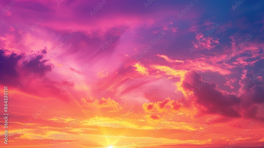 Obraz premium Sunset over cloudy ocean