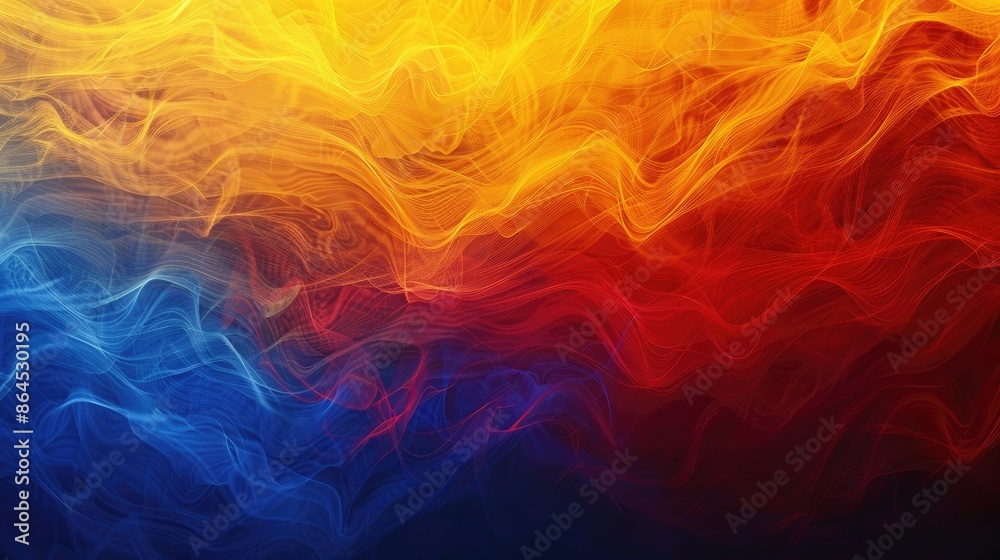 Fototapeta premium Abstract background yellow blue red color flow grainy wave dark noise texture cover header wallpaper design