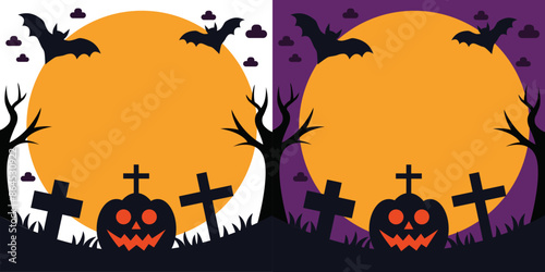 Halloween Style Card/Banner/Invitation Letter Template With Empty Space for Text. With/without Background