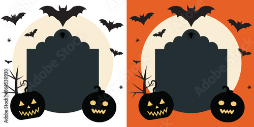 Halloween Style Card/Banner/Invitation Letter Template With Empty Space for Text. With/without Background