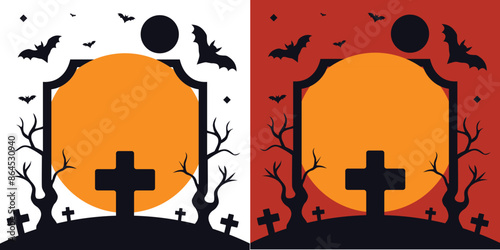 Halloween Style Card/Banner/Invitation Letter Template With Empty Space for Text. With/without Background