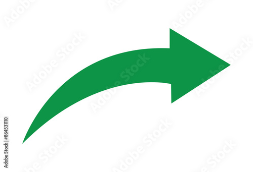 Green arrow to the right vector, isolated on white background. Arrow indicated the direction symbol. Green arrow right icon symbol. Vector illustration. Eps file 74.