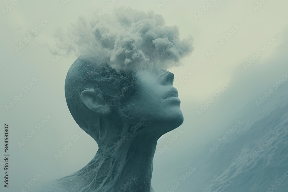 a woman sitting in the water with her hair blowing in the wind, calming, ethereal interpretation of mental health a woman sitting in the water with her hair blowing in the wind, calming, ethereal interpretation of mental health