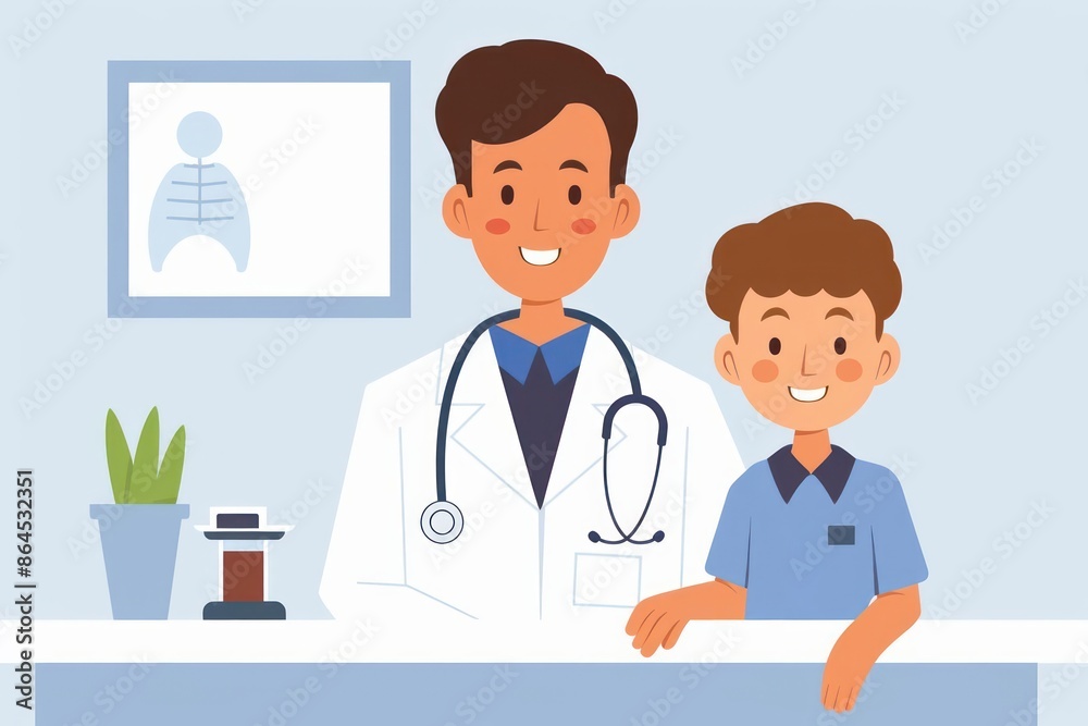A detailed depiction of a family medicine practice, isolated with room for text on a clean background A detailed depiction of a family medicine practice, isolated with room for text on a clean background