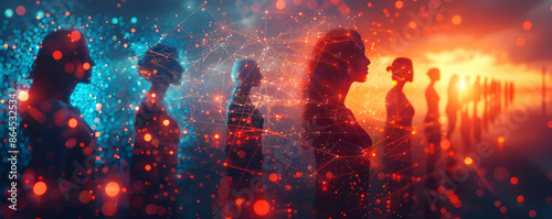 A diverse selection of social media network concept with people silhouette