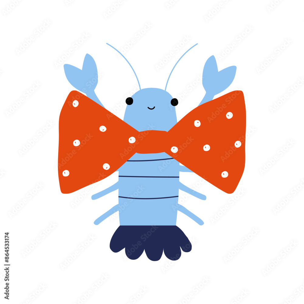 custom made wallpaper toronto digitalFunny crayfish with big red bow tie. Childish print. Vector hand drawn illustration.