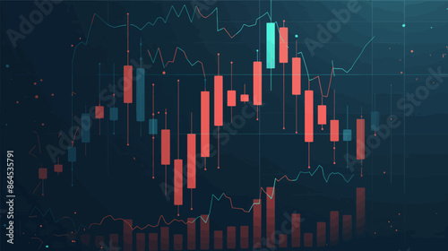 financial stock market graph with candlestick chart depicting market trends and fluctuations in data analysis. Generative ai vector illustration. Pop art comic book style imitation
