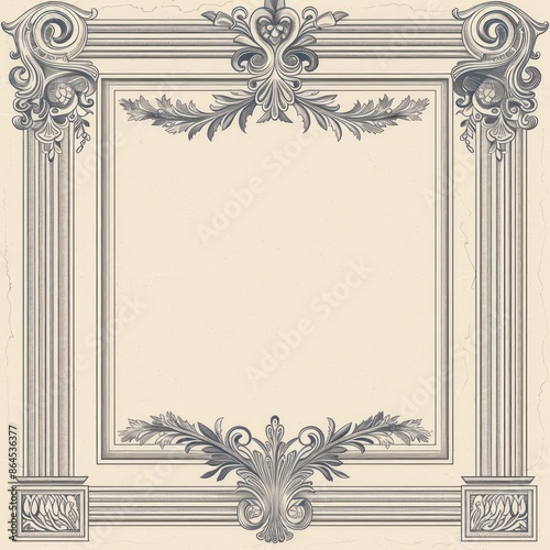 A sophisticated Edwardianera border with detailed patterns, perfect for a vintage banner with ample copy space