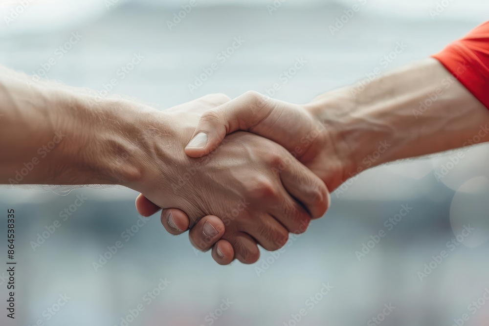 Players shaking hands after a draw, perfect for a banner with ample copy space Players shaking hands after a draw, perfect for a banner with ample copy space