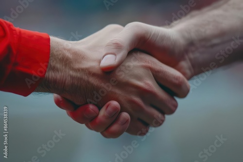 Players shaking hands after a draw, perfect for a banner with ample copy space photo